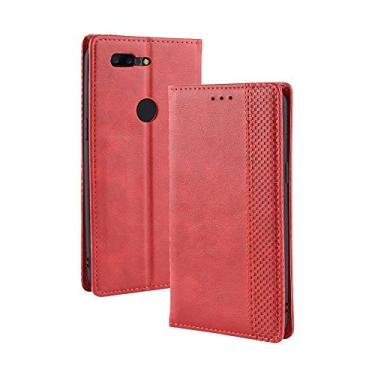Imagem de Capa para OnePlus 5T, capa flip carteira de couro para OnePlus 5T, capa magnética retrô para celular, capa carteira de telefone com compartimentos para cartões