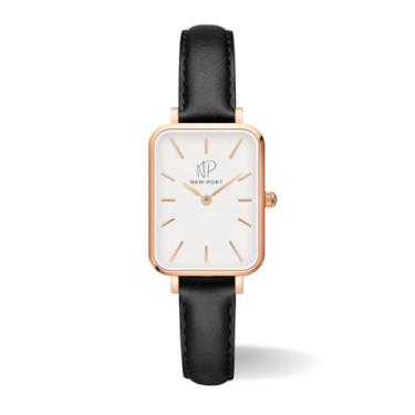 Imagem de Relógio Feminino Quadrado Pulseira Preta Minimalista New Port Casual