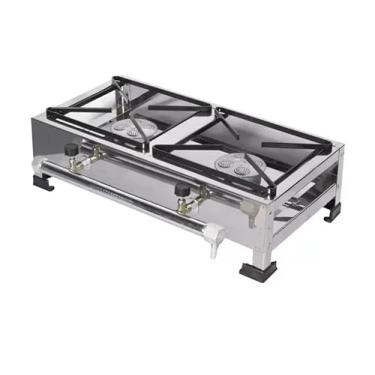 Imagem de Fogão Industrial Inox De 2 Bocas À Gás Alta Pressão 49 x 24,8 cm
