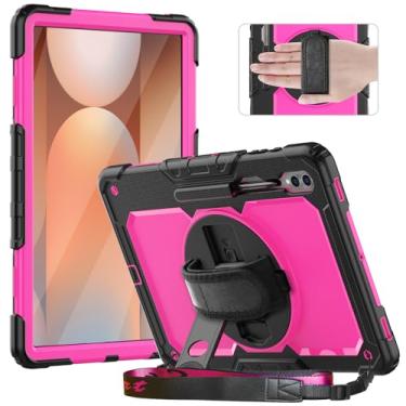 Imagem de timecity Capa para Samsung Galaxy Tab S9/ S8 Ultra 37.1 cm 2023/2022 (SM-X910/ SM-916B/ SM-918U/ SM-X900/SM-X906): proteção resistente, suporte, antiderrapante, protetor de tela - vermelho