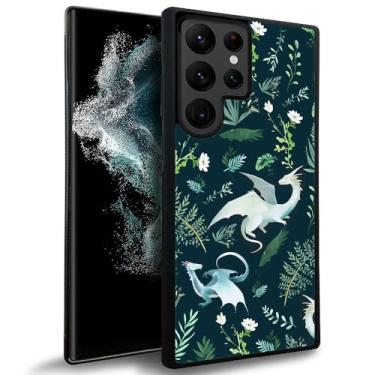 Imagem de YiXinBB Capa compatível com Samsung Galaxy S23 Ultra, estampa de dragão de folha verde Y design de luxo capa rígida à prova de choque antiarranhões para Samsung Galaxy S23 Ultra