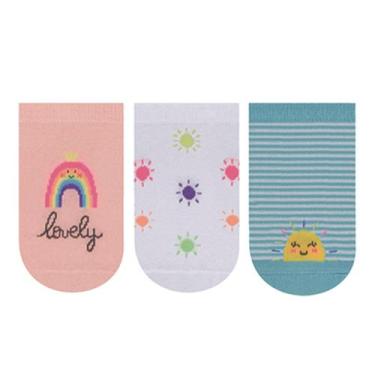 Imagem de 3 Pares De Meia Lisa Selene Infantil Kids Cano Baixo Para Crianças, Ro
