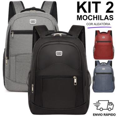 Imagem de Kit 2 Mochilas Mala Bolsa Viagem Resistente Coreana Escolar Masculina 