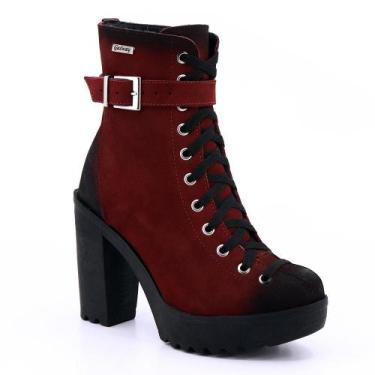 Imagem de Coturno Feminino Couro Fivela Salto Alto Estilo Conforto - Galway, Ver