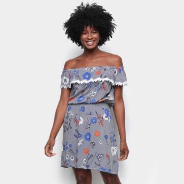 Imagem de Vestido MI Evasê Ombro a Ombro, Marinho, M