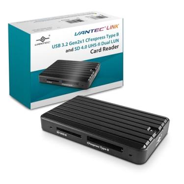 Imagem de Vantec Leitor de cartão com USB 3.2 Gen2x1 (10Gbps) para CFexpress Tipo B e SD 4.0 UHS-II, LUN duplo com capacidade de leitura/gravação simultaneamente entre cartões (UGT-CR702)