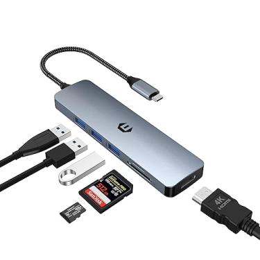 Imagem de oditton Hub USB C, adaptador 6 em 1 USB C para USB com 4K HDMI, porta de dados USB C, USB 3.0, slot para cartão SD/TF, compatível com novos Mac Pro/Mac Air e mais dispositivos tipo C