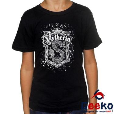 Imagem de Camiseta Infantil Sonserina 100% Algodão Harry Potter Hogwarts Slyther