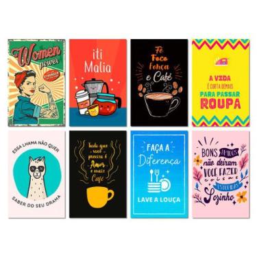 Imagem de Kit 8 Placas Decorativas Frases Café Cozinha 20x30 cm Mdf - Art Print