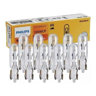 Imagem de Lâmpada Philips Esmagadinha W1.2w 12v W2x4.6d Luz Painel Caixa 10 Unid
