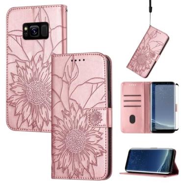 Imagem de Asuwish Capa de telefone para Samsung Galaxy S8 com protetor de tela de vidro temperado e estampa floral, capa carteira de couro com suporte para cartão de crédito, acessórios para celular S 8 8S Edge