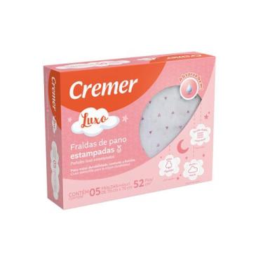 Imagem de Fralda de pano cremer estampada 5-unidades algodão, MENINA-ROSA