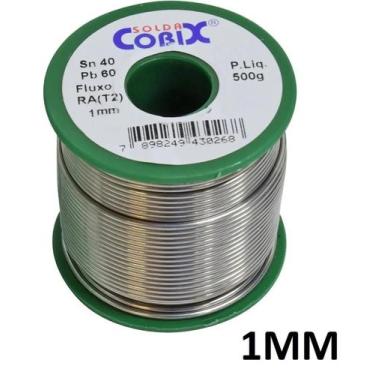 Imagem de Solda Estanho 40x60 1.0mm C/Fluxo 500g Cobix