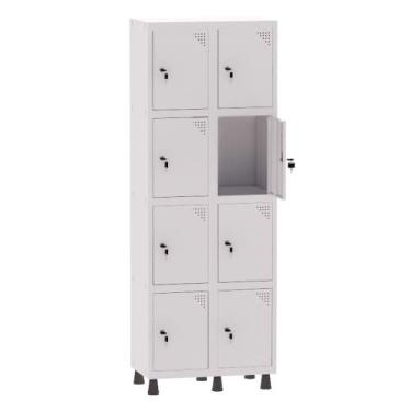 Imagem de Armário Guarda Volume Locker Roupeiro 2 Vãos 8 Portas Aço GRF502/8 Bra