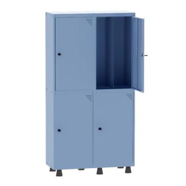 Imagem de Armário Guarda Volume Locker Roupeiro Insalubre 2 Vãos 04 Portas GRP50