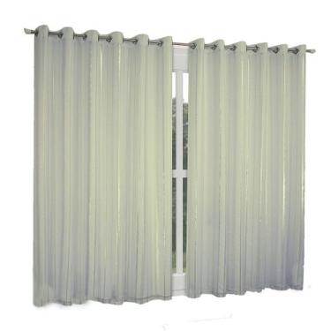 Imagem de Cortina Yara Tecido Rústico Com Voil Listrado 2,7m X 4m Campari, Palha