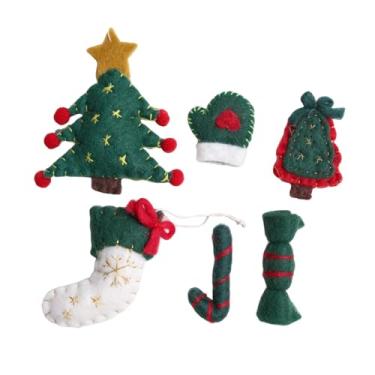 Imagem de Fancyes Kit de enfeites de Natal DIY, enfeites de Natal de feltro feitos à mão para escritório em casa para crianças e adultos para iniciantes, kit de, Verde