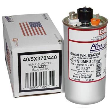 Imagem de AMRAD Substituição Goodman Cap050400440Rtp - Capacitor Universal Duplo Redondo de 40 + 5 Uf/Mfd 370/440 Vac, Fabricado Nos Eua