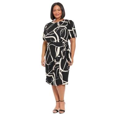 Imagem de London Times Camisa feminina G/P com detalhe sarongue, Preto/creme, 50