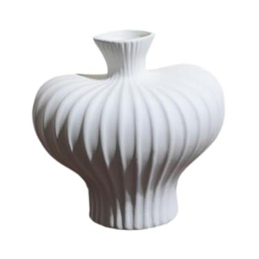 Imagem de XLWLLNJ Arte moderna vaso de flores arranjo de flores decoração para casa vaso de cerâmica para café escritório, Branco