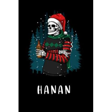 Imagem de Hanan : Personalized Name Journal for Hanan |gratitude Notebook |Skull wearing an ugly christmas sweatshirt holding a beer bottle merry christmas ... boys ... journal Paperback|6x9 Inches, 120