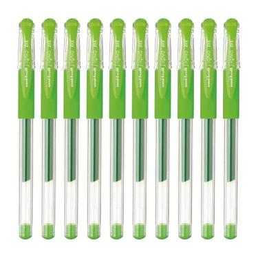 Imagem de Caneta esferográfica Uni-Ball Signo Snap Cap com tinta gel, ponta extra fina de 0,38 mm, tinta verde limão, Y.UM151A.5, pacote com 10