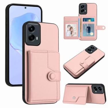 Imagem de Moment Dextrad Capa para Moto G 5G 2024 com suporte para cartão, 5 compartimentos múltiplos, carteira para celular, bloqueio RFID, proteção interna de couro de camada dupla, capas com suporte flip