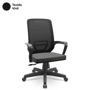 Imagem de Cadeira Adrix Presidente Vinil Giratória Relax com Braços Fixos - Plax