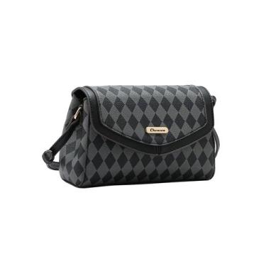 Imagem de Bolsa Feminina Chenson Original Geométrica Transversal 3484855 Preta