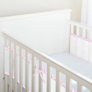 Imagem de Tela Protetor Respiravel De Berço Baby Deluxe Rosa Chevron Maior Circu