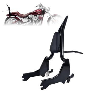 Imagem de Kinglemc Suporte de bagagem ajustável Holdfast Sissy Bar encosto de passageiro com trava para Harley Davidson Breakout Fat Boy 114 FLFB FLFBS FXBR FXBRS modelos 2018-2025 (preto brilhante)