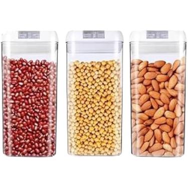 Imagem de Potes Herméticos Mantimentos Kit Com 3 Multiuso 1200ml Cozinha Porta Tempero Condimentos Grãos Arroz Farinha Feijao Massa Erva