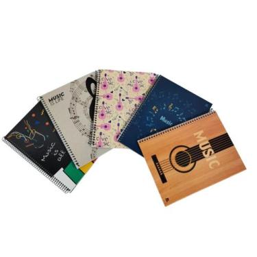 Imagem de Caderno De Musica 80 Folhas Capa Dura SD Animativa Sortidos 5 Unidades