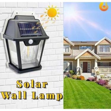 Imagem de Lâmpada luminária aredondada solar de parede sem fio com sensor presen