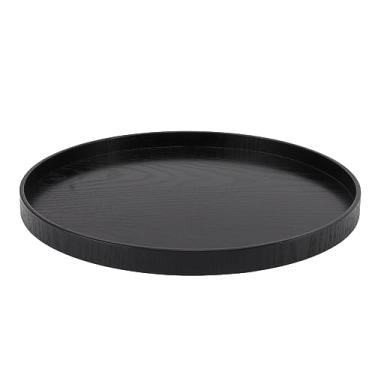 Imagem de Bandeja de mesa de café, bandeja de servir de madeira maciça resistente de 29 cm para casa (preto)