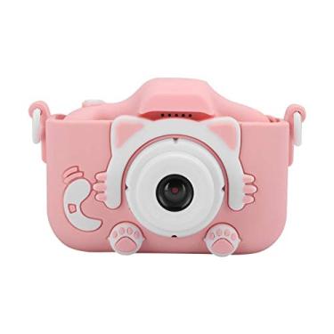Imagem de Câmera infantil de 12 MP, gravação de vídeo, brinquedo, filmadora digital com bateria de 600 mAh, câmeras frontais e traseiras para fotografia de crianças (rosa)