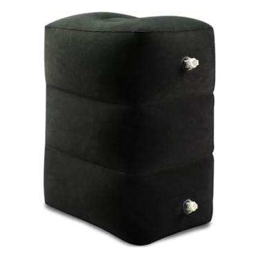 Imagem de Apoio Inflável Pé Pés Almofada Travesseiro 3 Camada Para Viagem Descanso Criança Carro Avião (Preto)