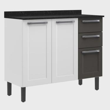 Imagem de Balcão 105cm 3 Portas e 2 Gavetas com Tampo Florença Itatiaia