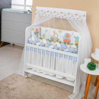 Imagem de Kit Mini Berço 12 peças  Saia de Berço Menino Carrinhos - Carinha de A