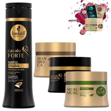 Imagem de Kit Haskell Cavalo Forte Sh 300 + 3 Masc Cronograma Capilar