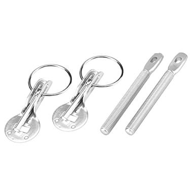 Imagem de Universal Bonnet Hood Pin Lock Kit Kit Sport Car Secure Engine Bay Acessórios (SILVER)