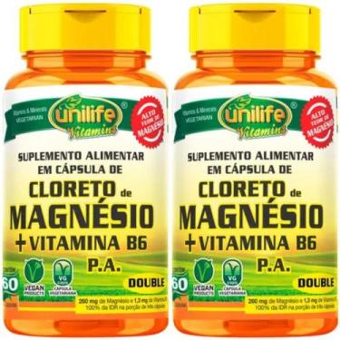Imagem de Kit 2 Cloreto De Magnésio Pa + Vit B6 800mg 120 Vegan Caps - Unilife, 