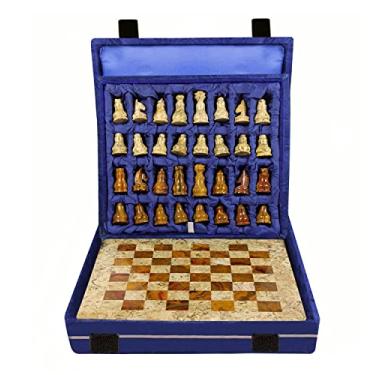 Imagem de Marble Tournament Chess Sets for Adults – Handmade Marble Decor Chess Board Game Set - Brown & Coral – - Non Backgammon Board Game – Non Othello Game – Non Wooden (Coral/Brown)