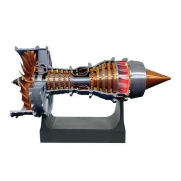 Imagem de KAROYD Trent 900 Kit de modelo de motor de aeronave turbofan funcional simulado com luz LED, modelo de motor operável de montagem DIY, brinquedos de ciência mecânica (50 + peças/cor latão)