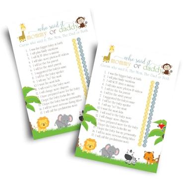 Imagem de Paper Clever Party Cute Jungle Baby Shower Candy Game Pack (25 Cards) - Guess The Stages of Pregnancy and Parenthood - Funny How Sweet Sprinkle Activity - Wild Safari Zoo Animal - Neutral Boy or Girl