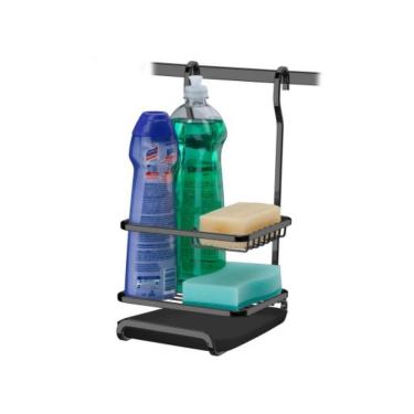 Imagem de Suporte Para Detergente E Esponja De Parede Em Aço Carbono Bella Cucina Future Onix