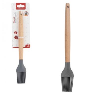 Imagem de Pincel Culinario Silicone Cabo Madeira 27cm Grafite Wellhome