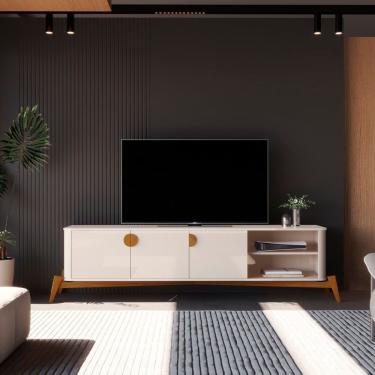 Imagem de Bancada Buriti 1.8 Com Puxador E Pés Em Madeira Maciça Offwhite