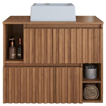 Imagem de Gabinete Suspenso 2 Portas Com Cuba Branca 75 Cm Bl1000 Mell Faem Mell