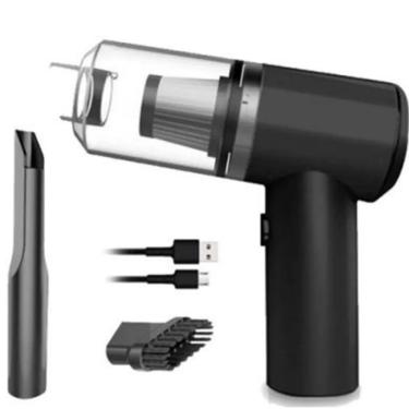 Imagem de Mini Aspirador De Pó Sem Fio Portátil Para Carro Casa Preto Carregamento Via USB